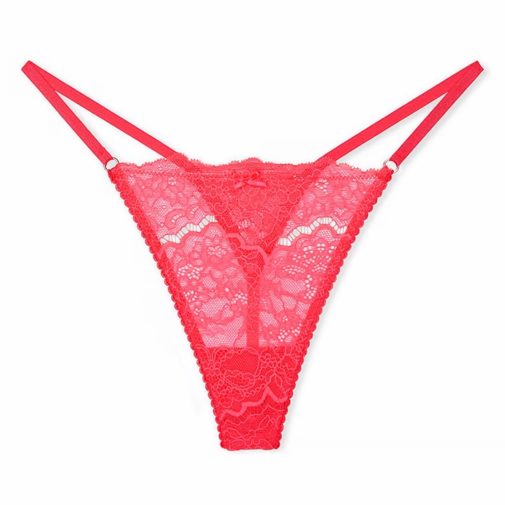 Victoria’s Secret Hottie Pink Dream Angels Lace V-String Panty Thong - Medium - Picture 3 of 5